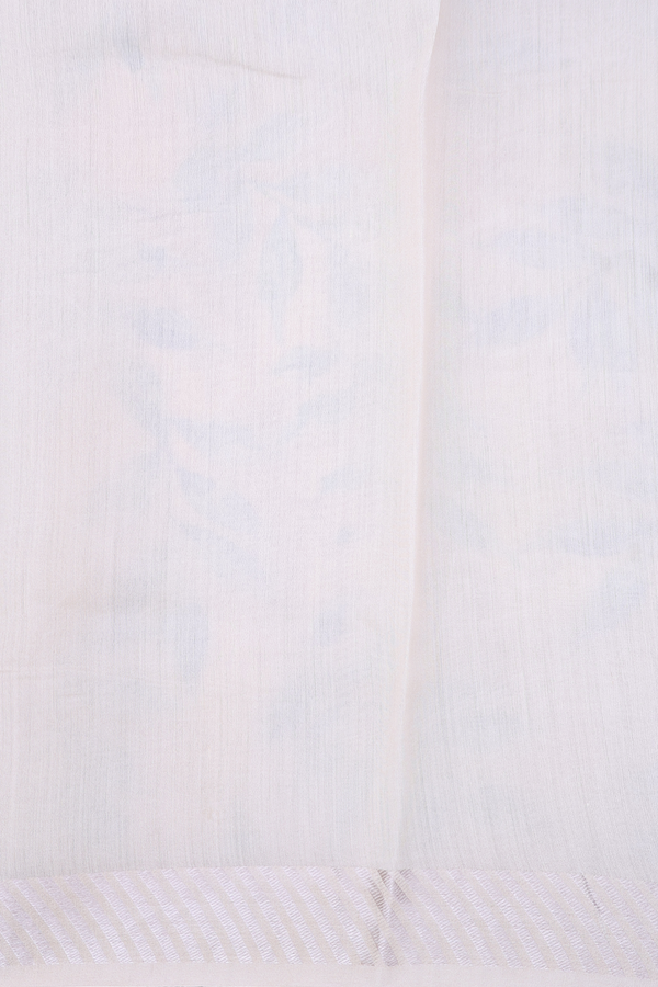 Organza Silk Saree In Cream Color With Leaf Design