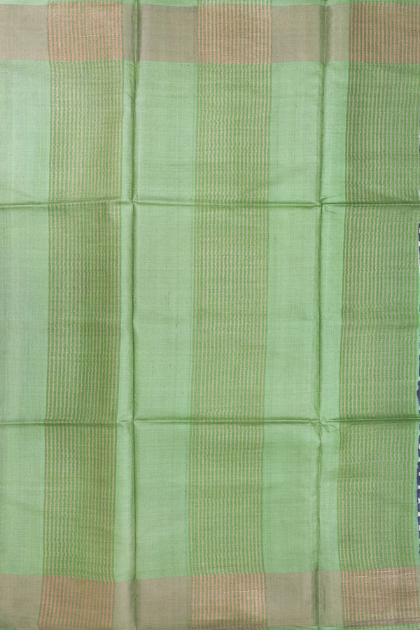 Tussar Silk Saree In Blue With Contrast Border