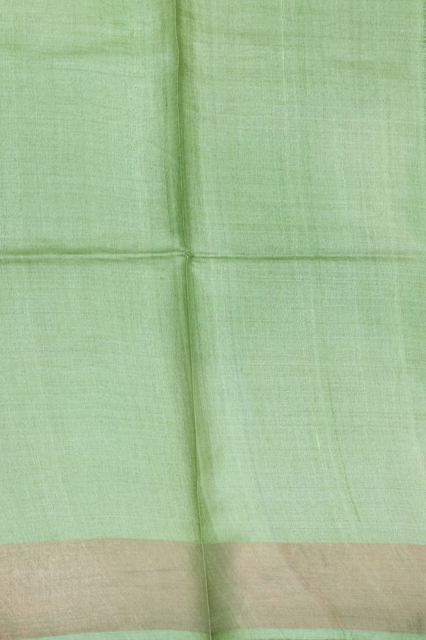 Tussar Silk Saree In Blue With Contrast Border