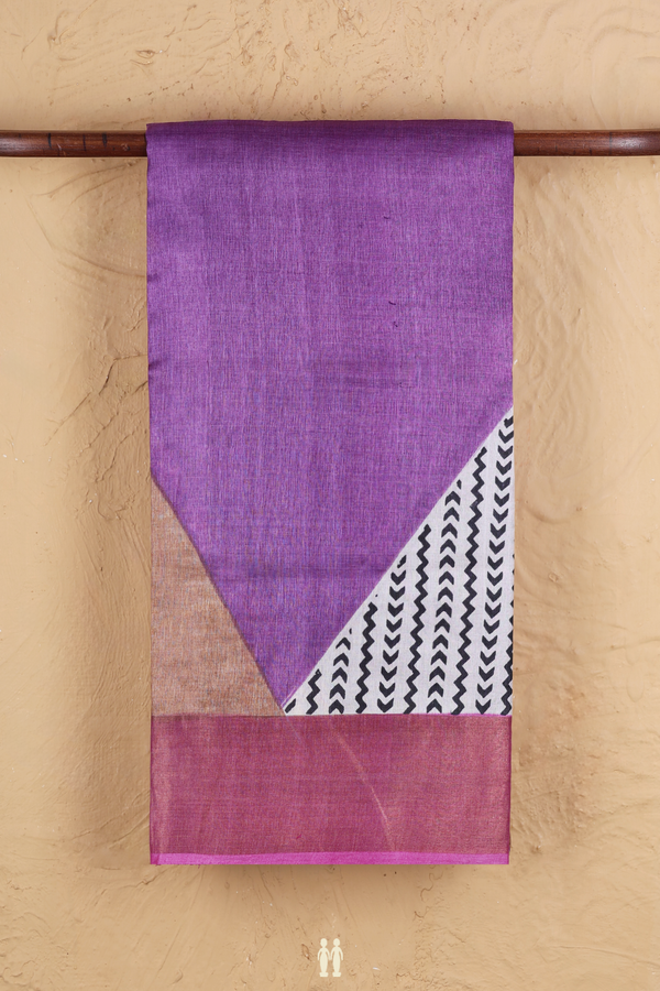 Tussar Silk Saree In Lavender With Triangle Printed Design