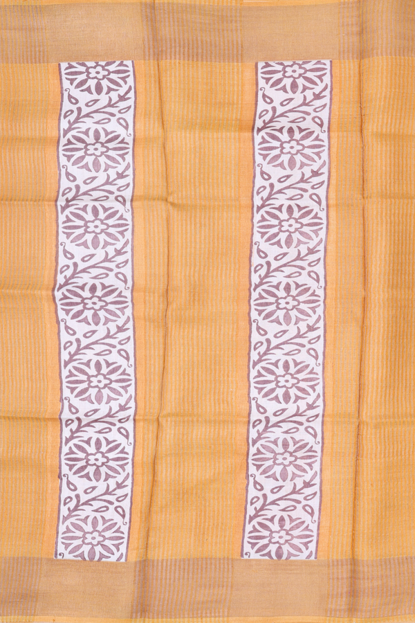 Tussar Silk Saree In Brown With Floral Design