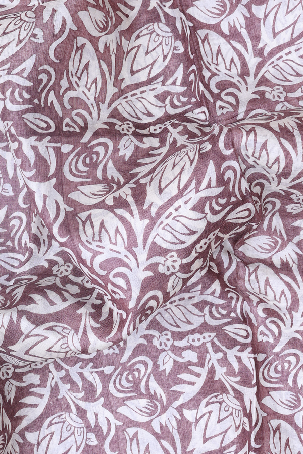 Tussar Silk Saree In Brown With Floral Design