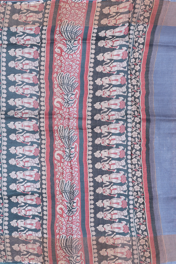 Tussar Silk Saree In Light Brown With Printed Design