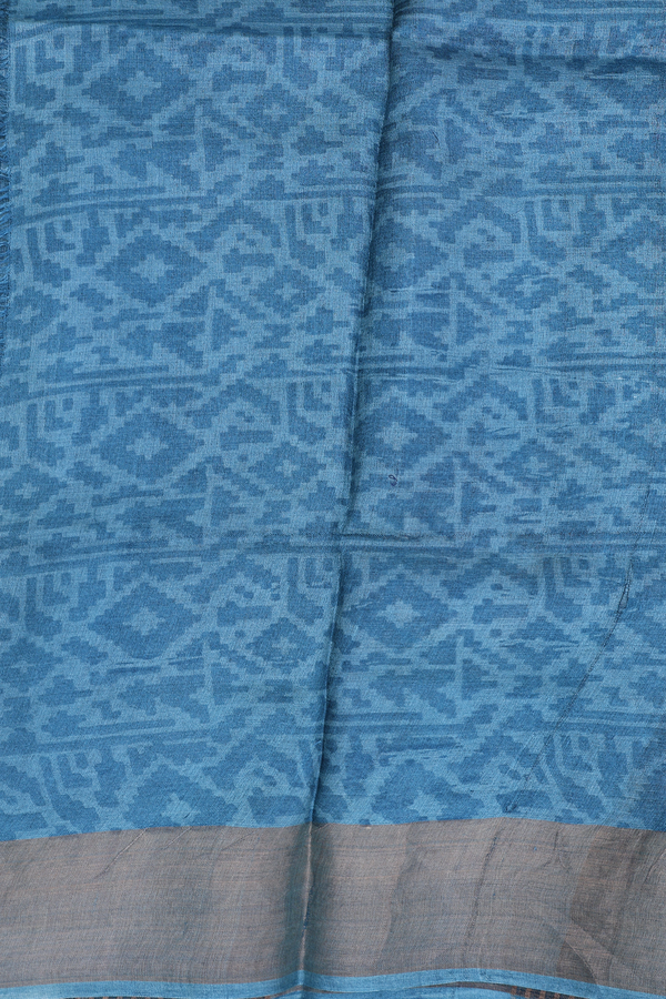 Tussar Silk Saree In Light Orange With Floral Design