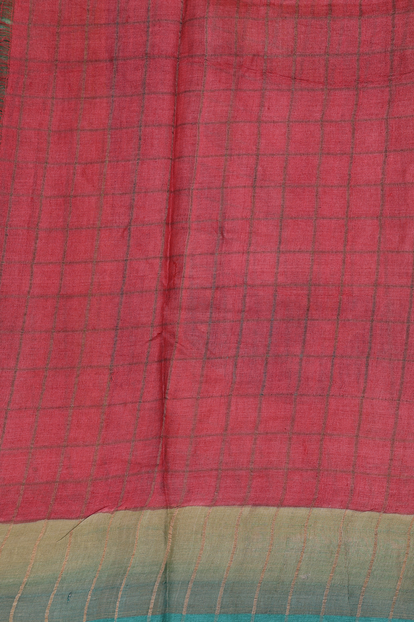 Tussar Silk Saree In Multicolor With Checks Design