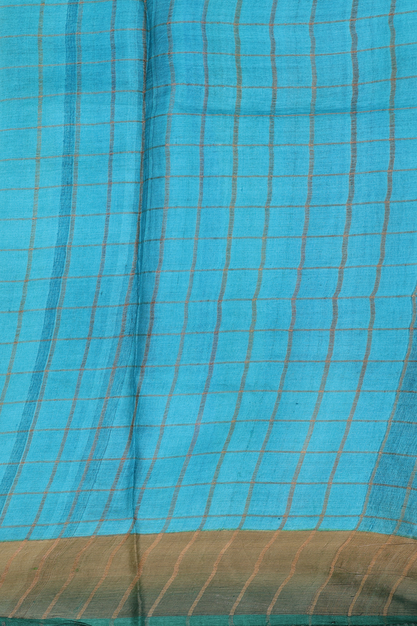 Tussar Silk Saree In Multicolor With Checks Design