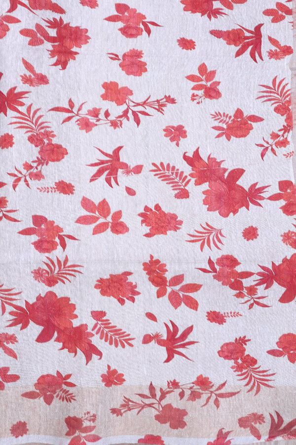 Tussar Silk Saree In Grey With Floral Printed Design
