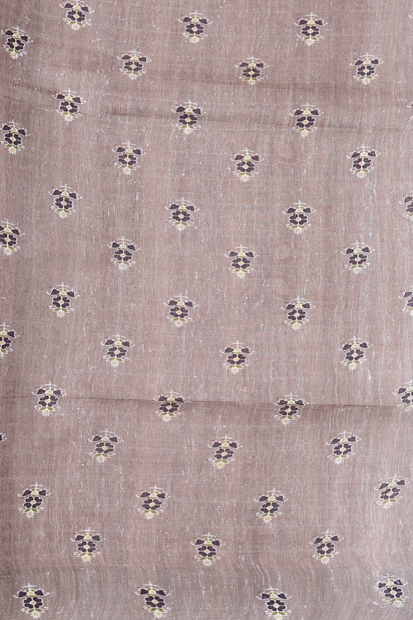 Tussar Silk Saree In Brown With Floral Design