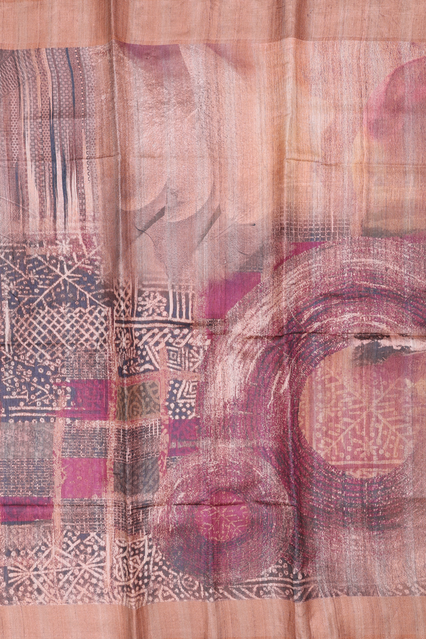 Tussar Silk Saree In Multicolor With Printed Design