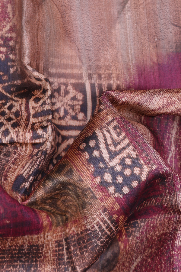Tussar Silk Saree In Multicolor With Printed Design