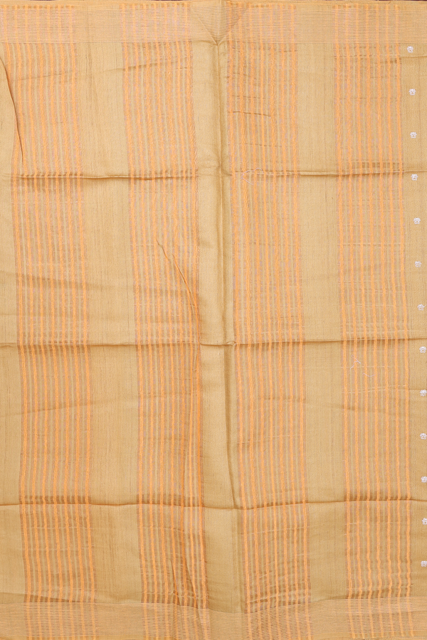Tussar Silk Saree In Yellow With Floral Buttas