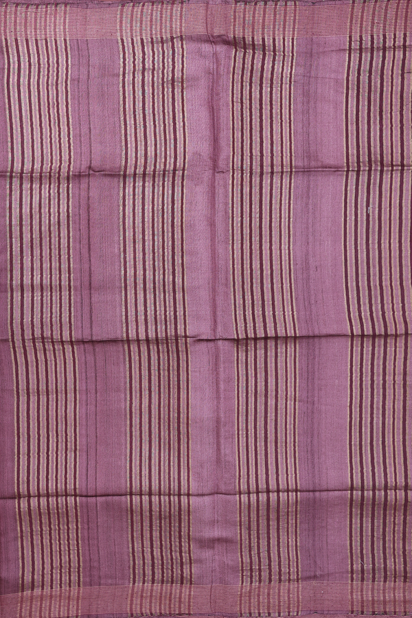 Tussar Silk Saree In Cocoa Brown With Floral Buttas