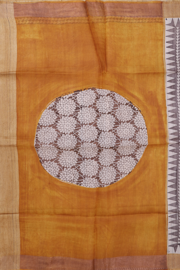 Tussar Silk Saree In Cream Color With Stripes Design