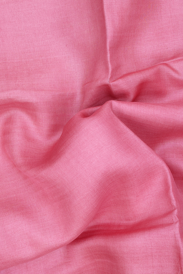 Tussar Silk Saree In Pink With Embroidered Border