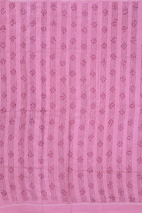 Tussar Silk Saree In Mauve Pink With Threadwork Buttas
