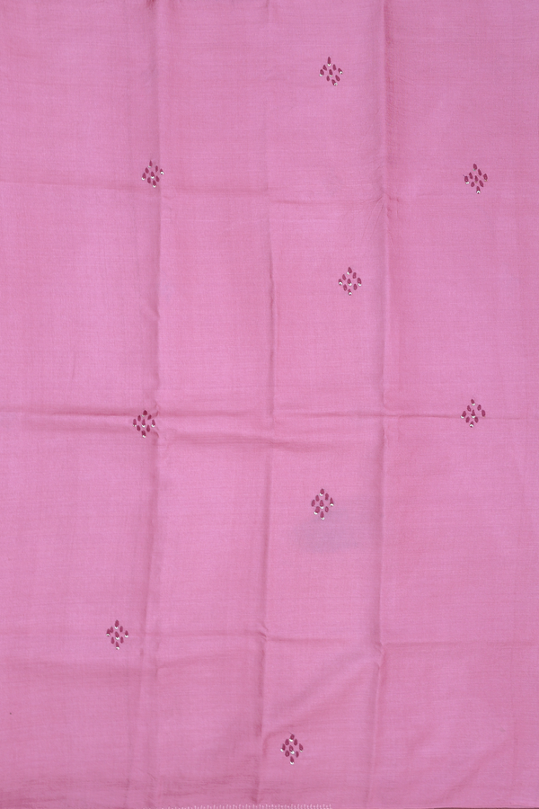 Tussar Silk Saree In Mauve Pink With Threadwork Buttas