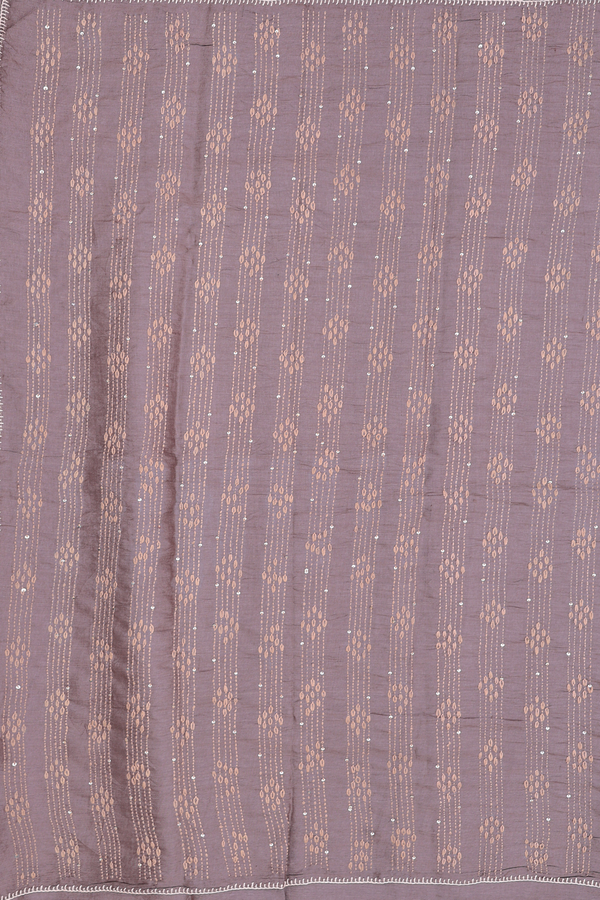Tussar Silk Saree In Cocoa Brown With Embroidered Buttas