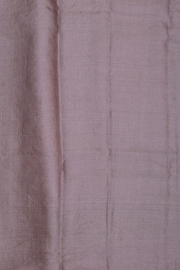 Tussar Silk Saree In Cocoa Brown With Embroidered Buttas