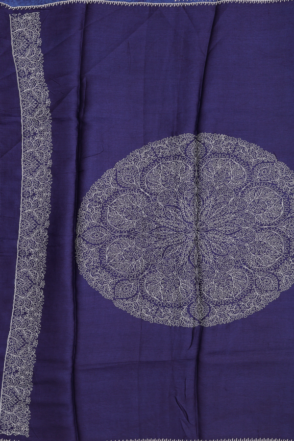 Tussar Silk Saree In Blue With Geometric Design