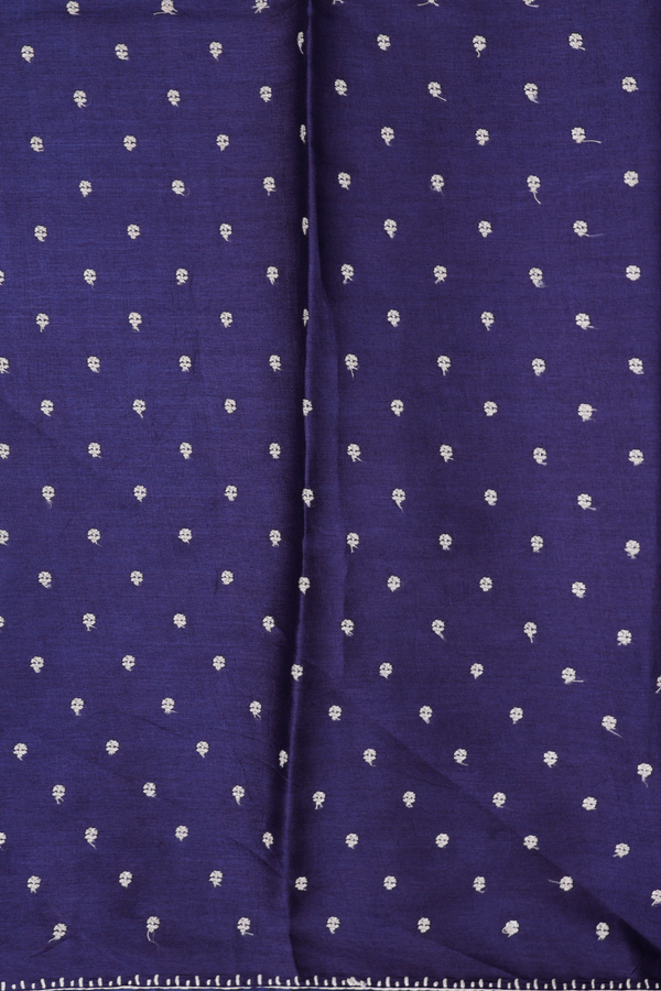 Tussar Silk Saree In Blue With Geometric Design