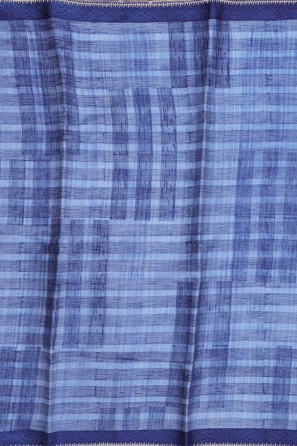 Tussar Silk Saree In Blue With Geometric Design