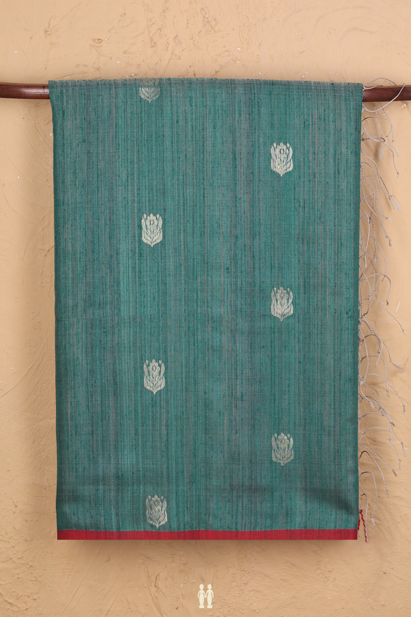 Bailu Silk Saree In Green With Floral Buttas