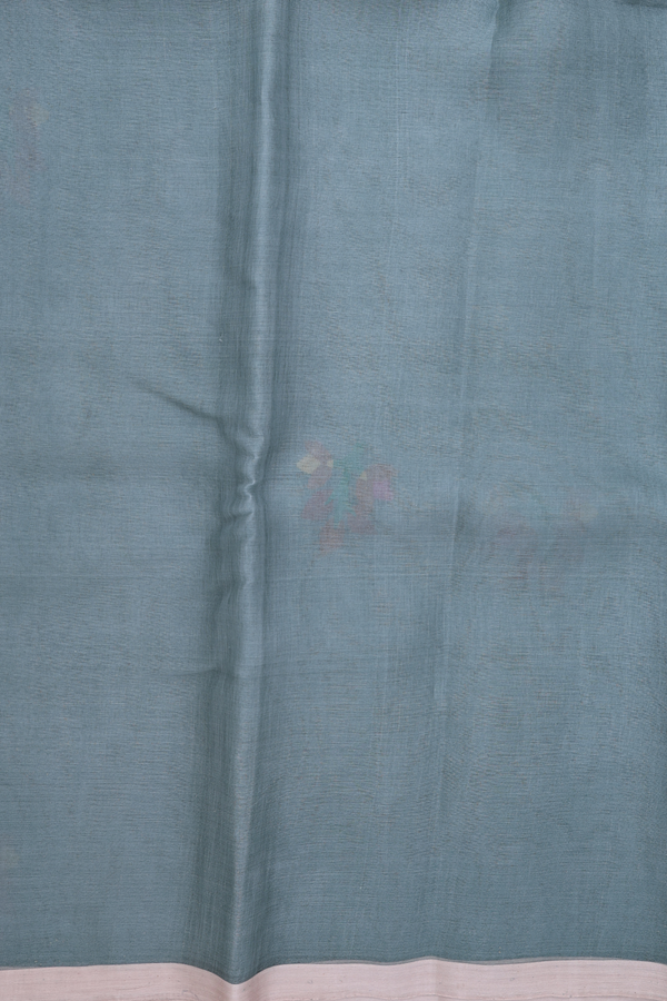 Muslin Bengal Cotton Saree In Sage Green With Floral Design