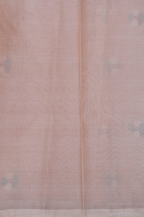 Muslin Bengal Cotton Saree In Brown With Floral Buttas