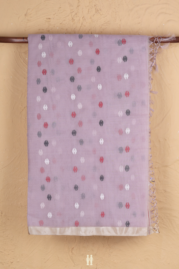 Muslin Bengal Cotton Saree In Dusty Purple With Allover Buttas