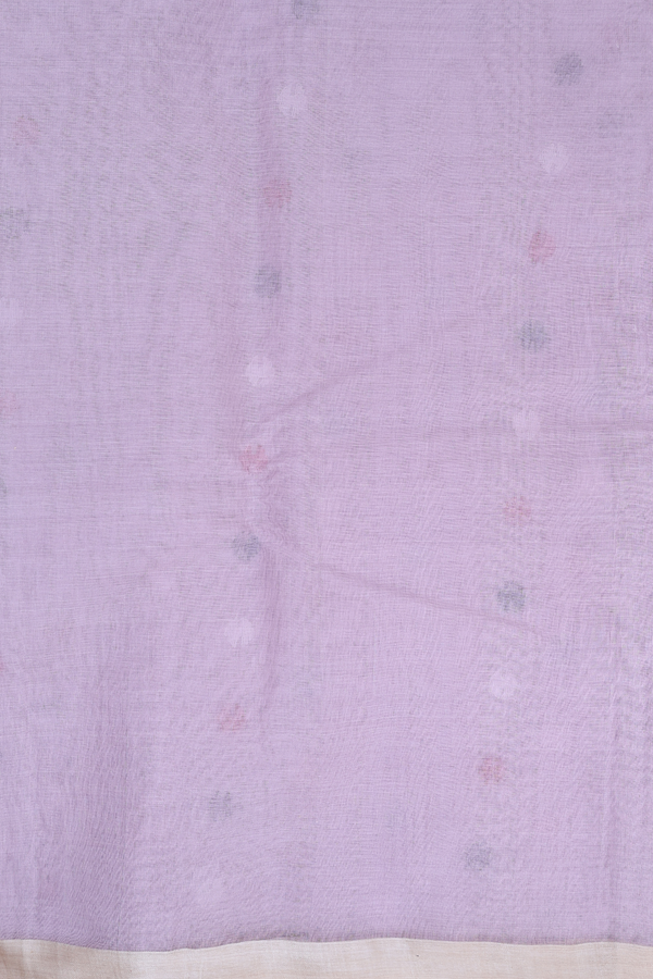 Muslin Bengal Cotton Saree In Dusty Purple With Allover Buttas