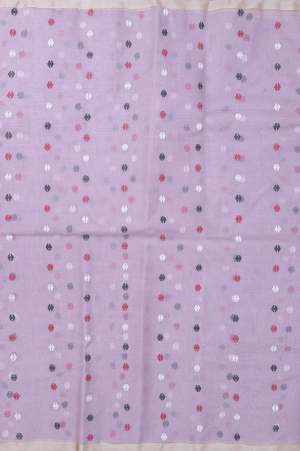 Muslin Bengal Cotton Saree In Dusty Purple With Allover Buttas
