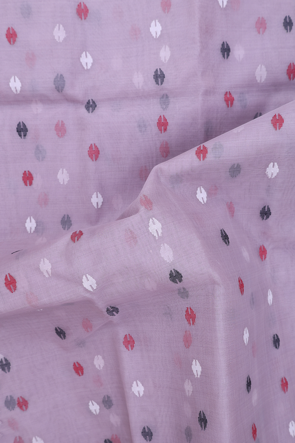 Muslin Bengal Cotton Saree In Dusty Purple With Allover Buttas