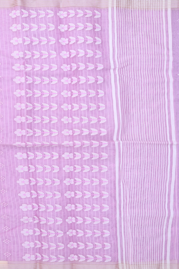 Muslin Bengal Cotton Saree Lilac Pink With Allover Buttas