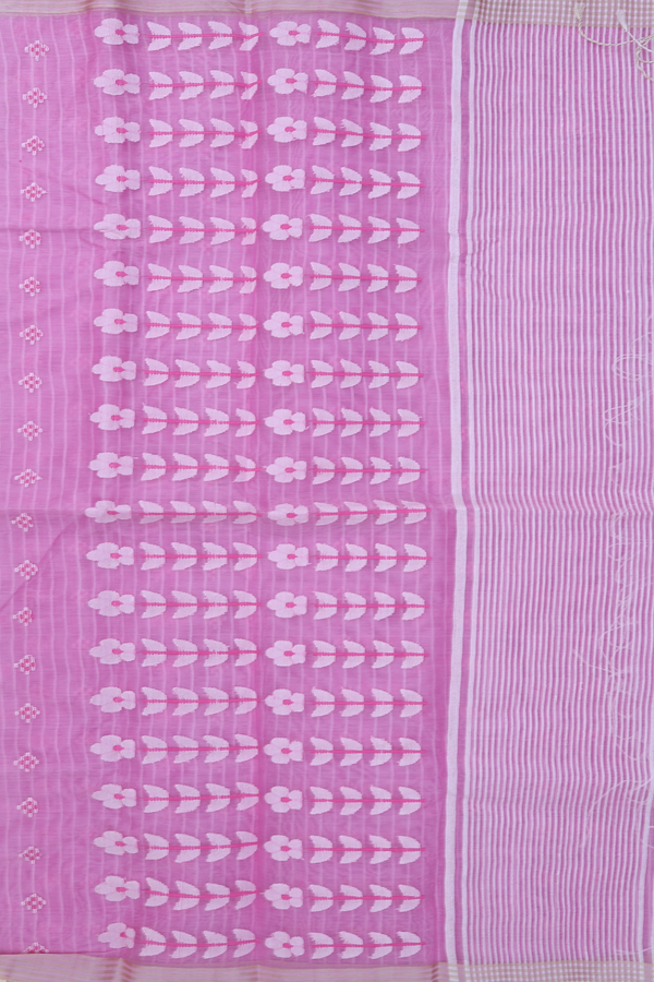 Muslin Bengal Cotton Saree In Pink With Allover Buttas