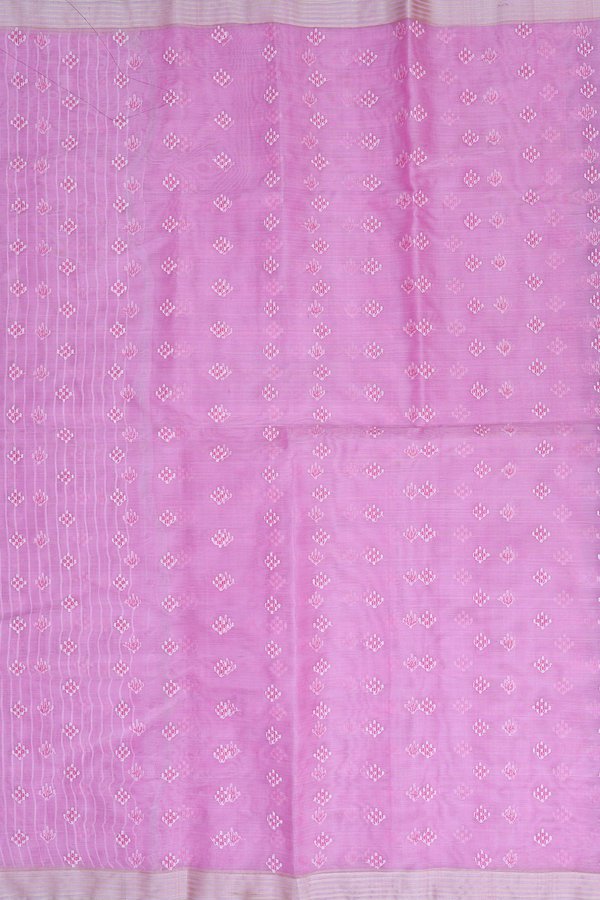 Muslin Bengal Cotton Saree In Pink With Allover Buttas