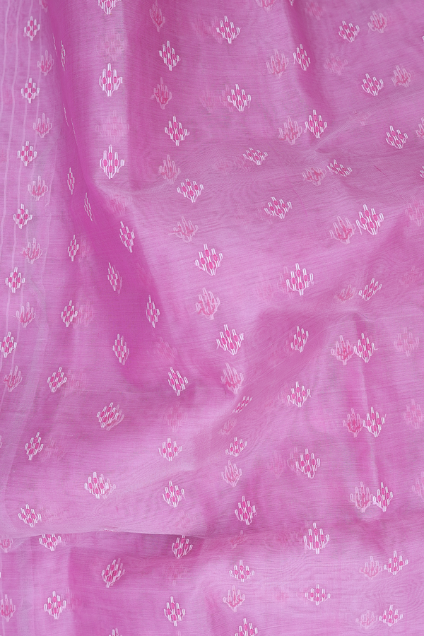 Muslin Bengal Cotton Saree In Pink With Allover Buttas
