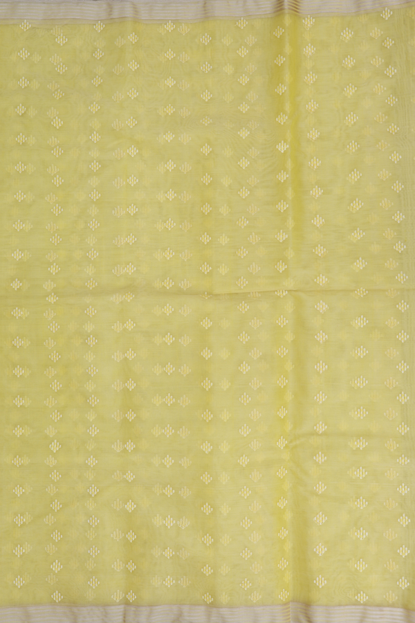 Muslin Bengal Cotton Saree In Yellow With Allover Buttas