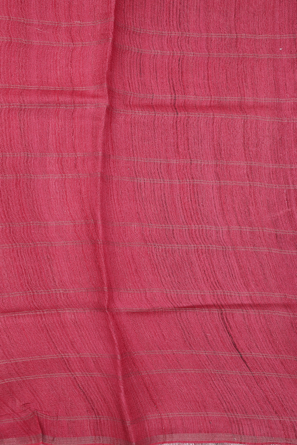 Tussar Silk Saree In Red With Checks Design