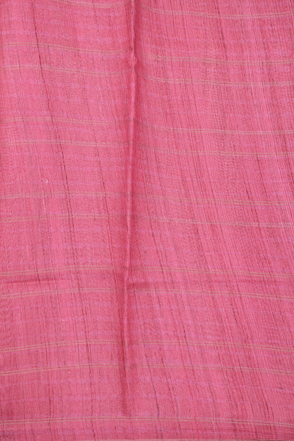 Tussar Silk Saree In Blush Red With Leaf Design