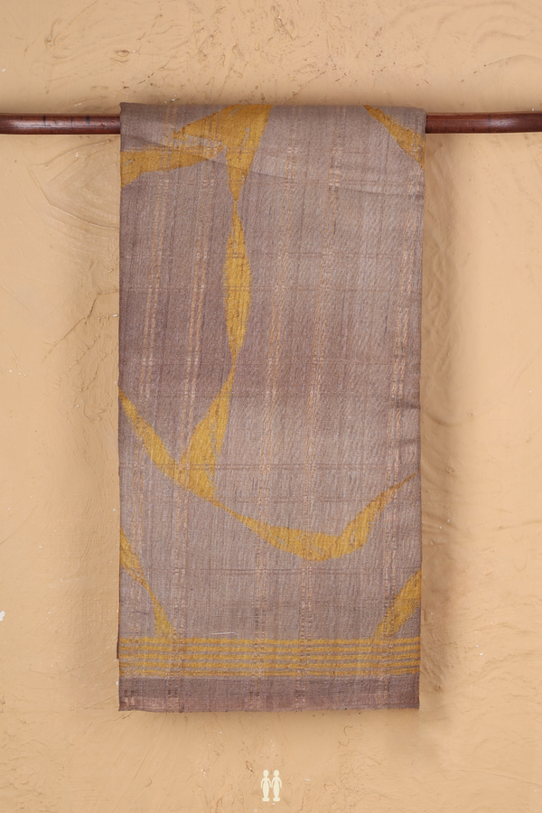 Tussar Silk Saree In Brown With Checks Design