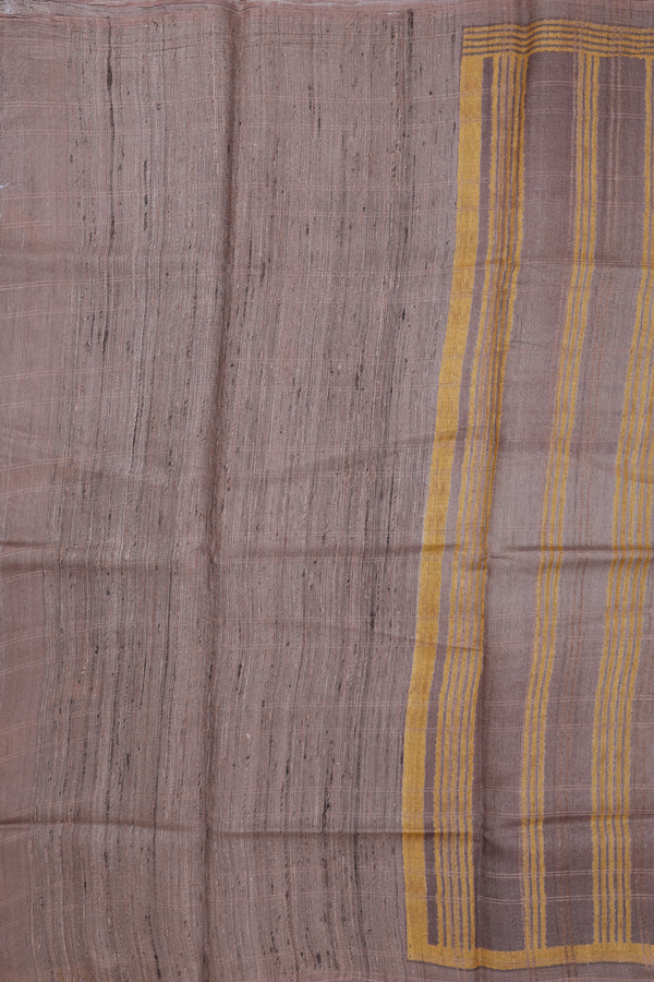 Tussar Silk Saree In Brown With Checks Design