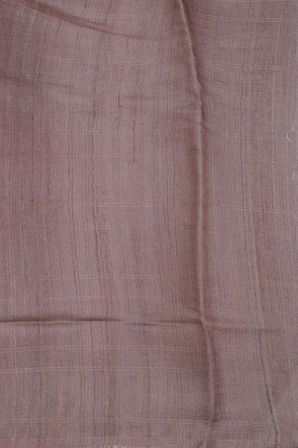 Tussar Silk Saree In Brown With Checks Design