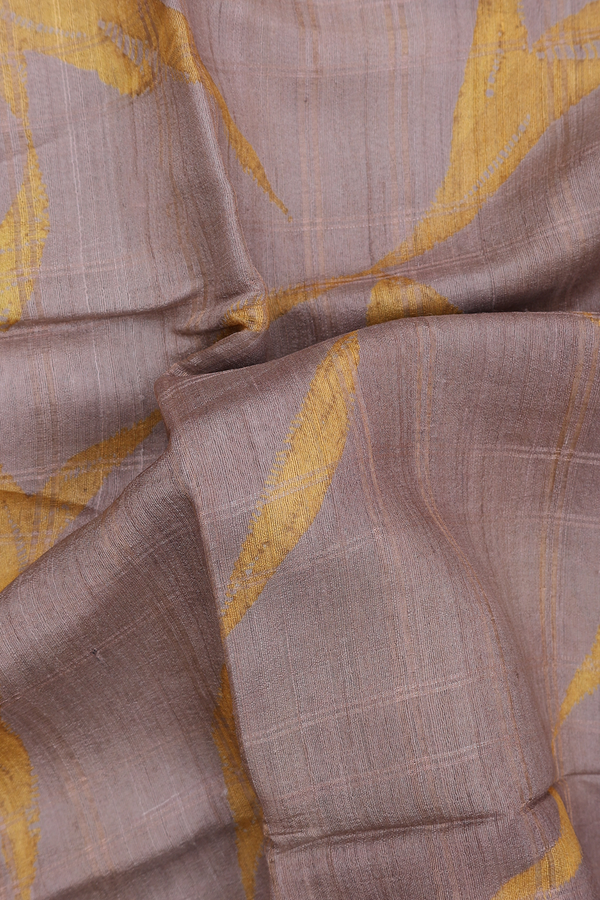 Tussar Silk Saree In Brown With Checks Design