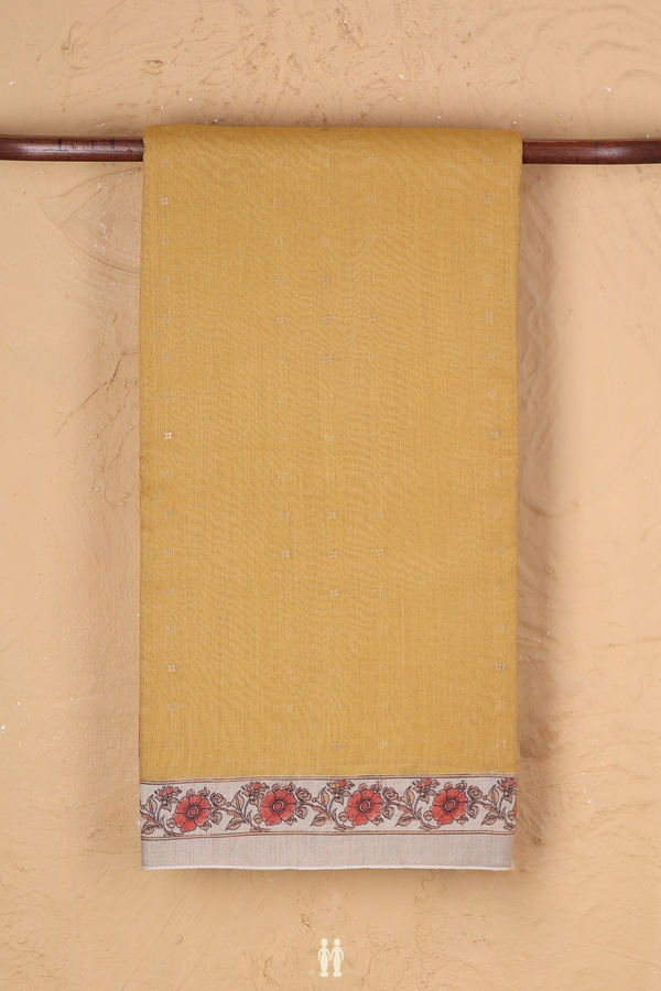 Tussar Silk Saree In Yellow With Chamki Work
