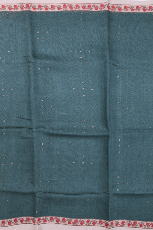 Tussar Silk Saree In Green With Chamki Work