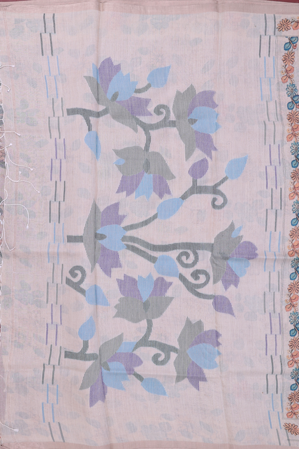 Tussar Silk Saree In Brown With Chamki Work
