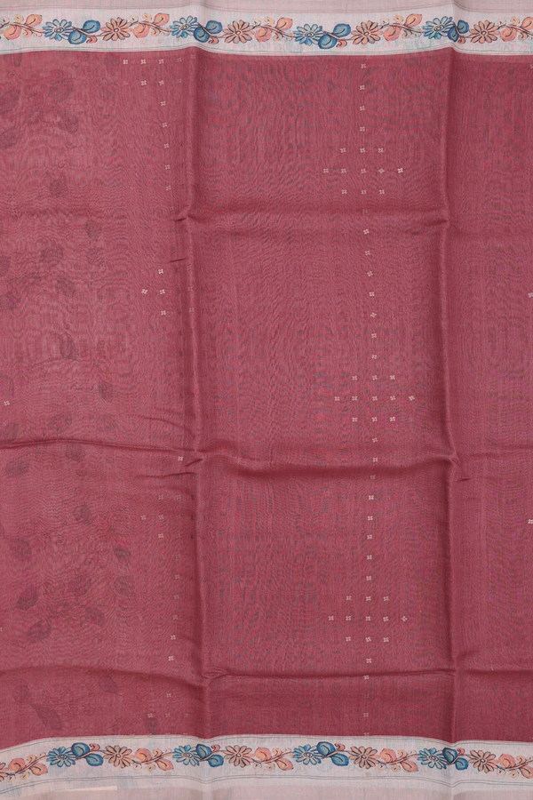 Tussar Silk Saree In Brown With Chamki Work
