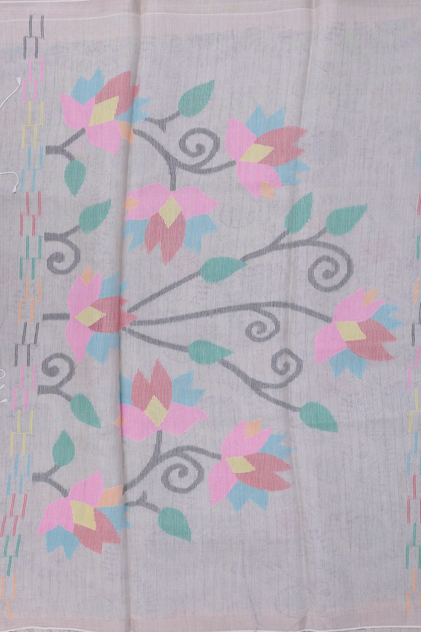 Bailu Silk Saree In Bluish Grey With Chamki Work