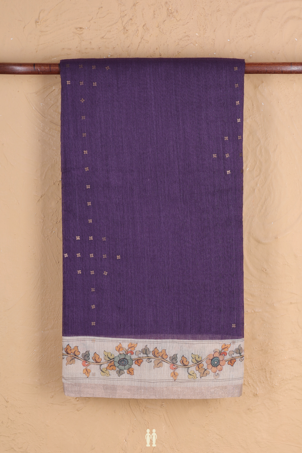 Bailu Silk Saree In Royal Purple With Chamki Work