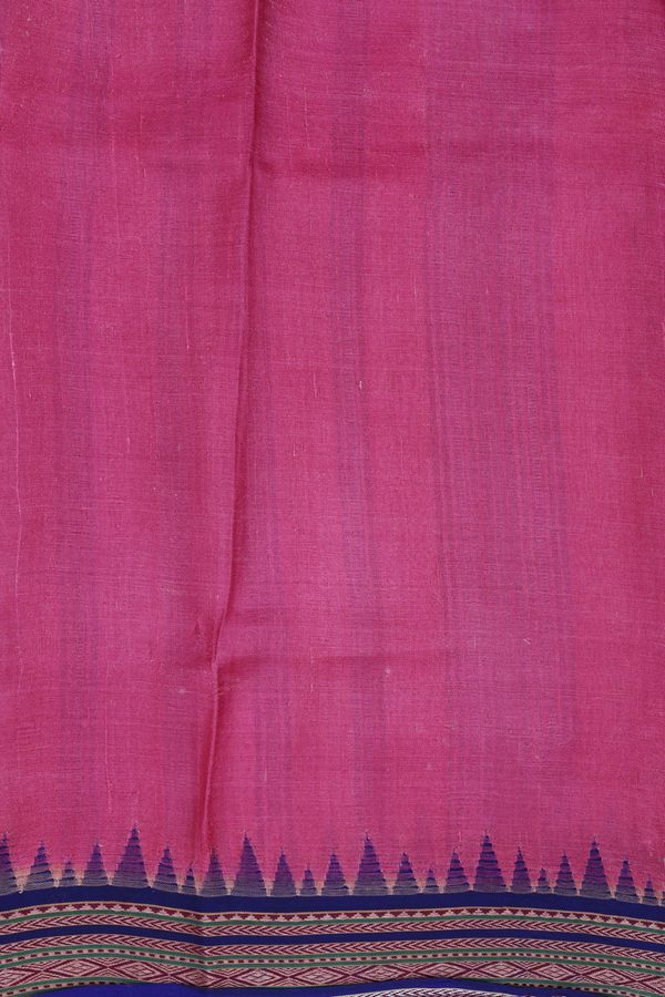 Tussar Silk Saree In Dark Pink With Floral Design